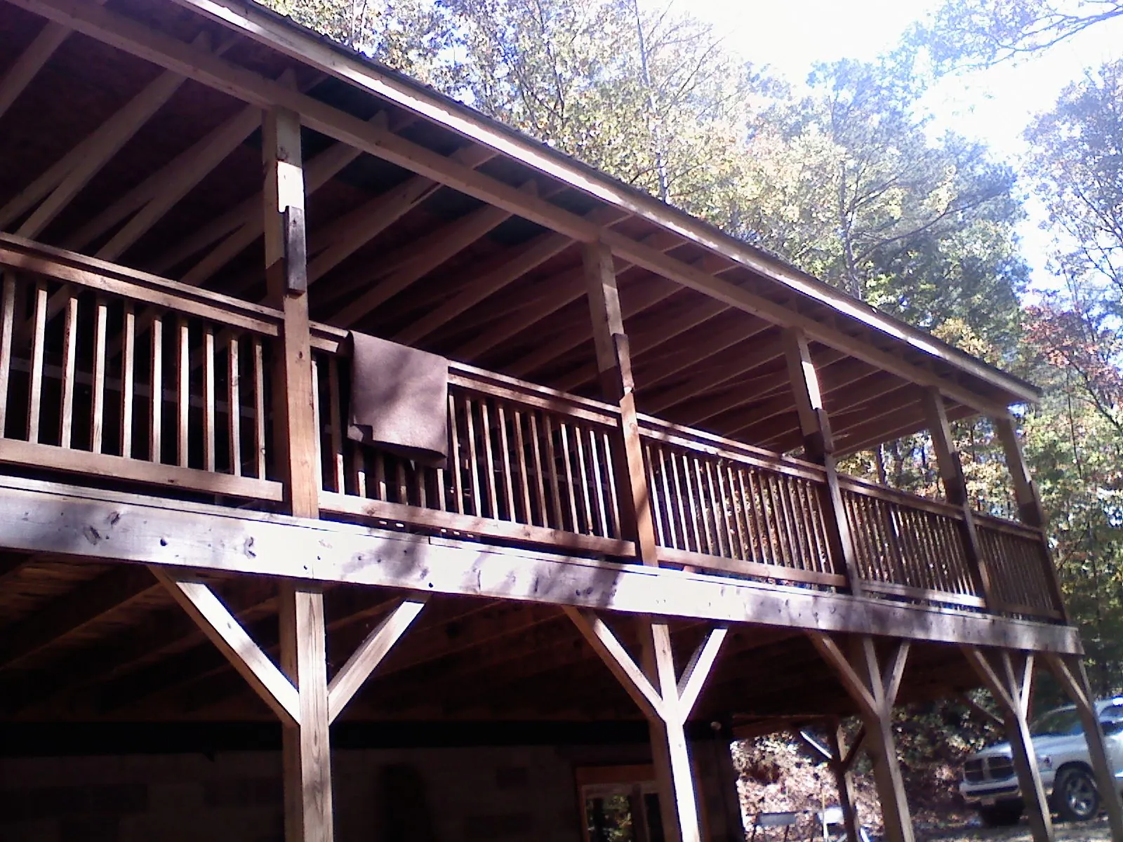 Timber framing under a new elevated porch and deck — Roof Leak Repair in Fishersville by Roofing Brothers